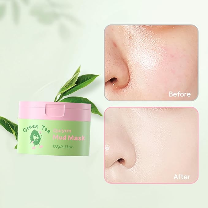 Green Tea Skin Care Set, Korean Style Facial Skincare Products, Routine Skin Care for Teens, Gift Set with Toner, Facial Cleanser, Clay Mask, Eye Cream, GUASHA Broad, Face Wash Brush & Headband