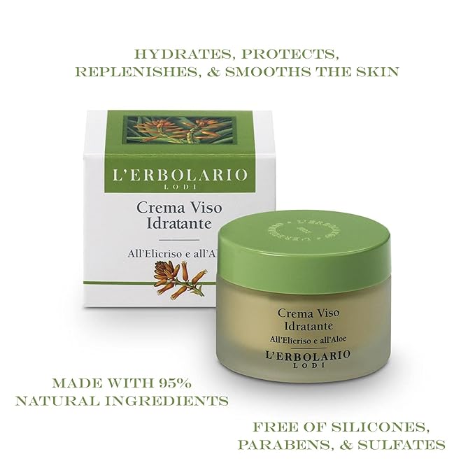 L'Erbolario Moisturizing Face Cream - Hydrating, Nourishing Face Moisturizer - Non-Greasy Daily Facial Moisturizer - Ideal Base for Makeup - 1.6 oz