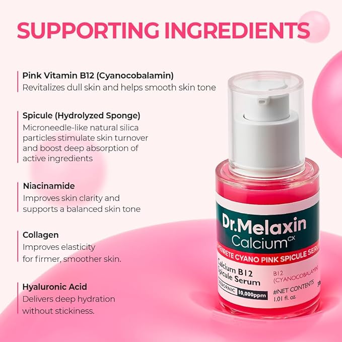 Dr.Melaxin Cemenrete Cyano Pink Spicule Serum with Calcium, pore tightening refines pores tightening serum 1.01 fl. oz.