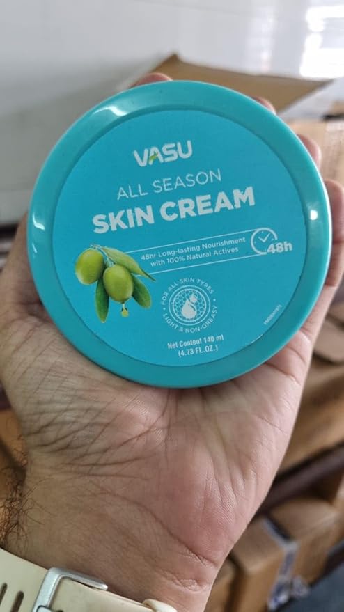 Vasu Naturals All Season Skin Cream, Lightweight Non-Greasy Face & Body Moisturizer with Shea Butter, for Dry, Sensitive & Normal Skin – 4.73 fl oz Each (Pack of 2)