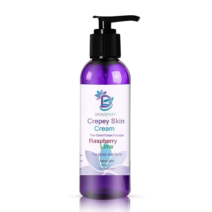 Diva Stuff Crepey Skin Cream Raspberry Lime | Anti-Aging Deep Moisturizer | Reduces Wrinkles & Fine lines | Increases Elasticity, Firmness & Collagen Production | Face & Body Lotion (8 oz)