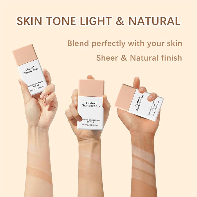 Daily Tinted Sunscreen SPF 40,Airy-Light Tinted Moisturizer with Broad Spectrum SPF 40,Lightweight,Daily Hydrating Fluid for Natural Coverage,Ti-nted Sunscreen Anti-Aging,Travel-Size Skin Care Makeup