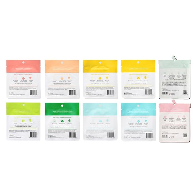 Avatara Sheet Mask Set, Facial Mask Variety Set of 10, Face Mask Skincare with Natural Extracts, Hydrating Face Mask Skin Care Set, Made with Tencel Fibers, All Skin Types, Teen Skincare, 10 Pack