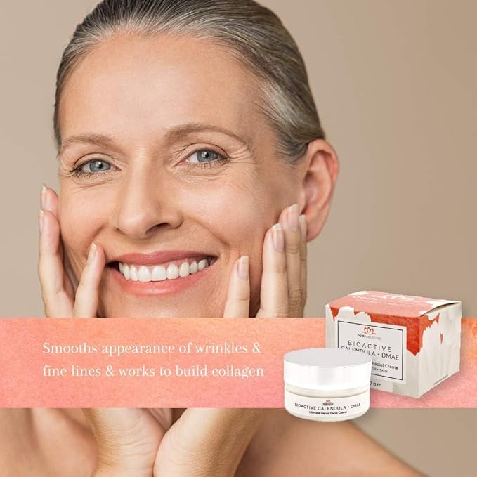 Bioactive Calendula + DMAE Ultimate Repair Face Cream – With Hyaluronic Acid, Rooibos & Rose – Moisturizer for Normal to Dry Skin – Vegan, Non-GMO, Gluten-Free, Soy-Free – 2 oz