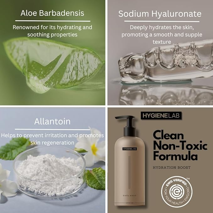 Body Care Trio-EWG Verified Body Wash+Fragrance-Free Body Lotion+Deodorant, Non-Toxic, Sulfate-Free, Gentle for All Skin Types