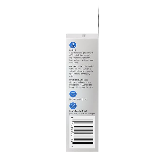 Neutrogena Rapid Wrinkle Repair Retinol Eye Cream for Dark Circles, Daily Anti-Aging Under Eye Cream with Retinol & Hyaluronic Acid to Fight Fine Lines, Wrinkles, & Dark Spots, 0.5 fl. oz