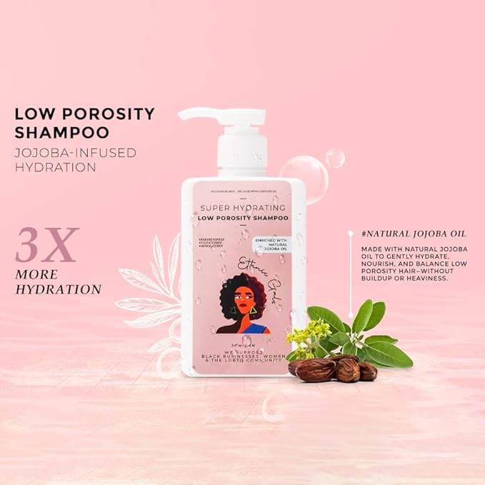 Ethnic Gals Low Porosity Shampoo - Super Hydrating & Moisture-Locking Cleanse for Curly, Coily Hair with Aloe Vera & Argan Oil, 9.5 fl oz (280ml)