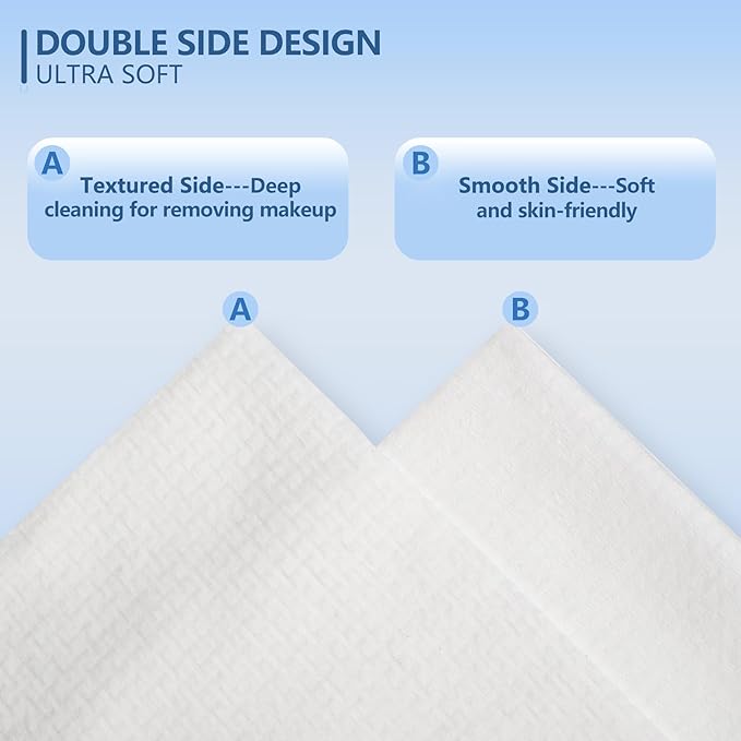 Disposable Face Towels, 12"×12" Extra Large Face Towelettes, Ultra Soft Facial Towels for Sensitive Skin, Makeup Remover Dry Wipes, 110 Count (2 Packs of 55)