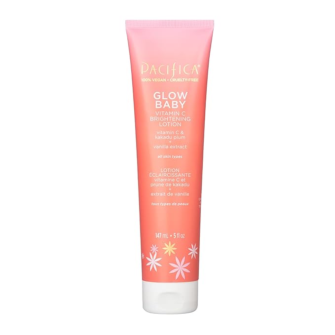 Pacifica Glow Baby Body Lotion & AHA Scrub Set – Brightening Vitamin C Body Lotion (5 oz) + AHA Exfoliating Body Scrub, 2-Step Radiance Duo for Smooth Glowing Skin, Vegan