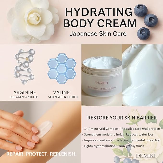 Body Lotion Moisturizer Skin Care with Squalane and Amino Acids - Japanese Body Lotion for Women, Beauty & Personal Care Body Cream, Perfume Moisturizer Skincare for Dry Skin 7.12fl.oz