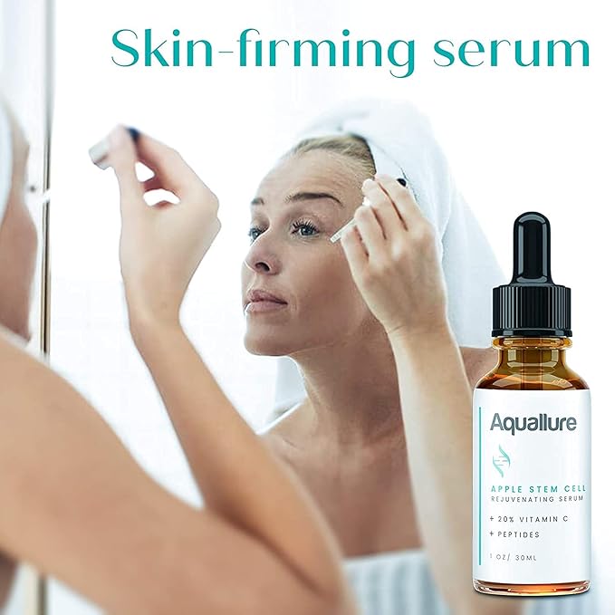 Anti-Aging Skin Care - Aquallure Apple Stem Cell Rejuvenating Serum - Anti Wrinkle Cream - Reduce Fine Lines & Wrinkles - with Peptides & Hyaluronic Acid (Bundle) (1 oz Each) (2 items)