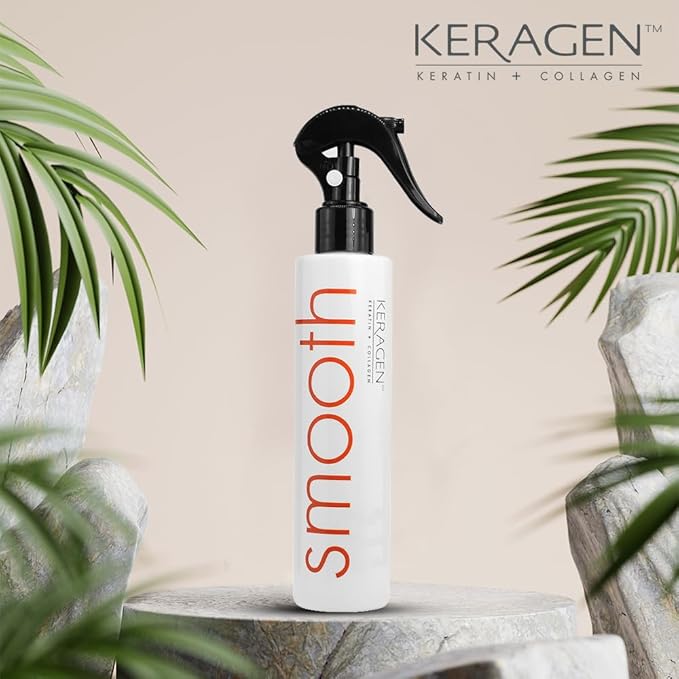 KERAGEN Heat Protectant Spray for Hair, 8 Oz – Thermal Styling for All Hair – Shiny, Frizz-Free Finish – Keratin, Collagen