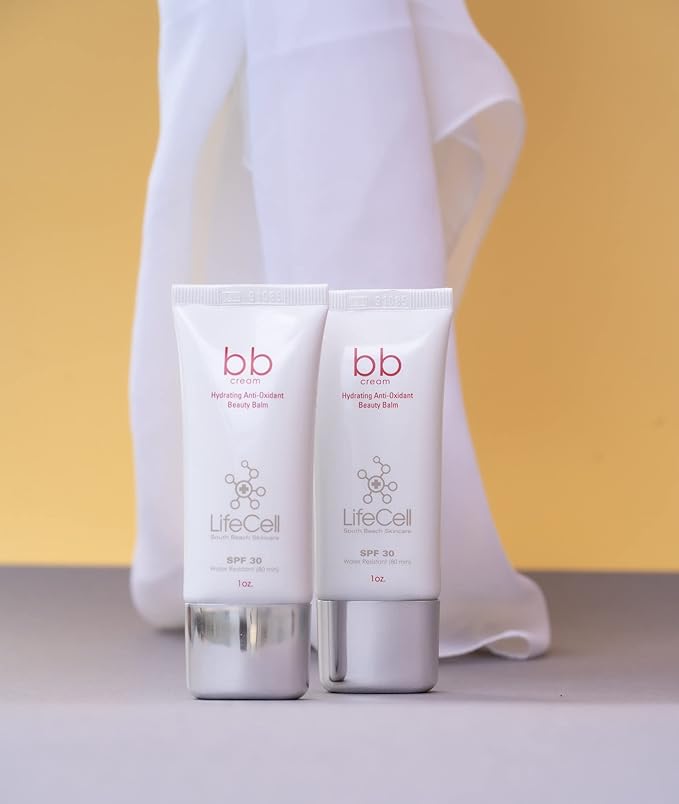 LifeCell Hydrating Antioxidant SPF 30 Tinted Anti-Aging BB Cream – Medium Shade – Physical Sunscreen with Zinc Oxide for Wrinkle Prevention, Dark Spot Defense – 1oz