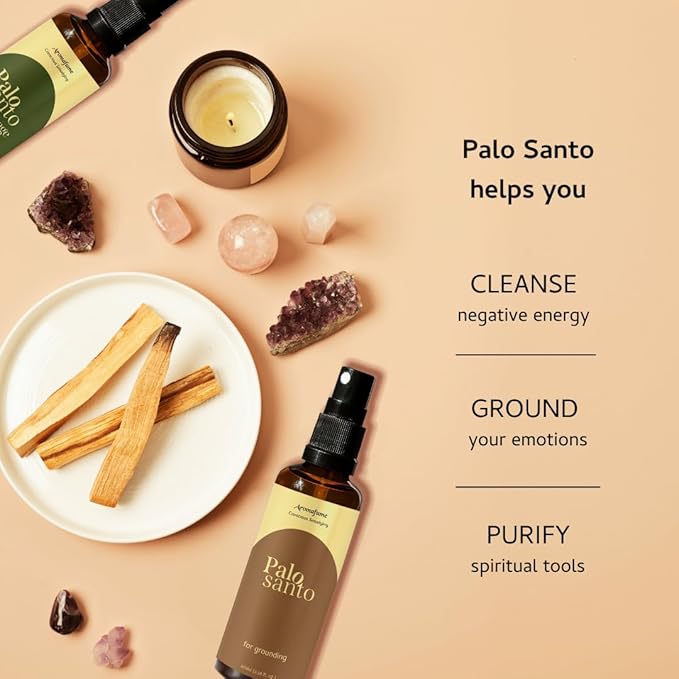 Palo Santo Smudge Spray for Protection & Energy Clearing (0.33 Ounce) - Clean, Smoke-free, Non Toxic alternative to Incense & Smudges