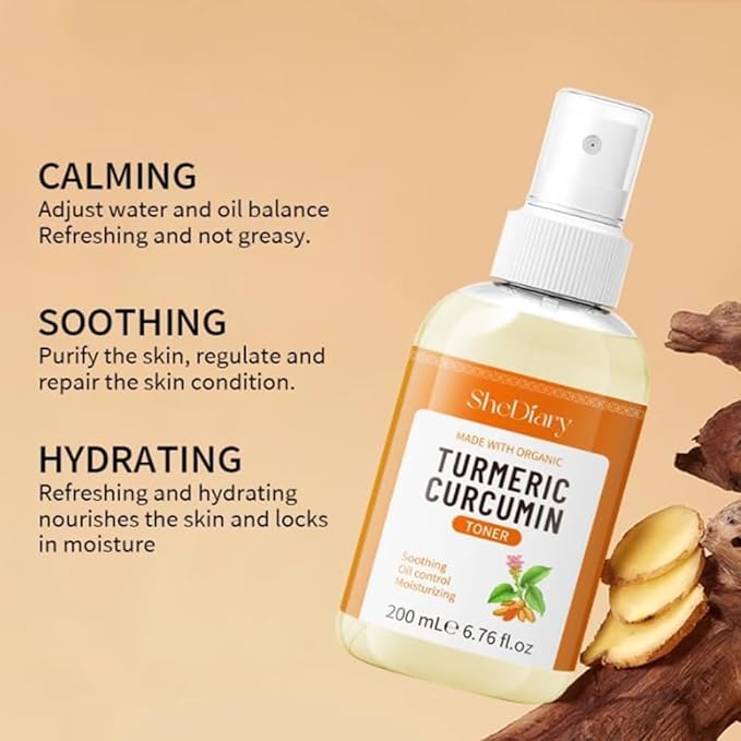 Turmeric Toner Spray Calming Hydrating Soothing Oil Control Moisturizing Face Mist (2)