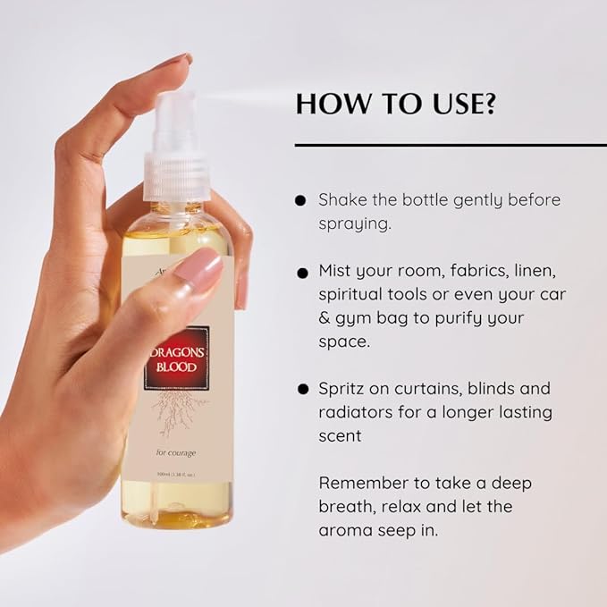 Dragons Blood Natural Resin Mist Spray by Aromafume | 100 ml / 3.3oz | Ideal for spirituality & rituals | Made with Dragons Blood Resin from Socotra | Non-alcoholic, non-toxic & vegan