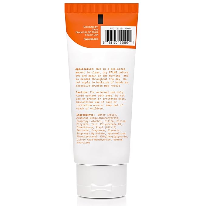 Carpe Sweat Absorbing Hand Lotion, A dermatologist-recommended, smooth lotion that helps stop hand sweat, Great for hyperhidrosis (Warm Vanilla)