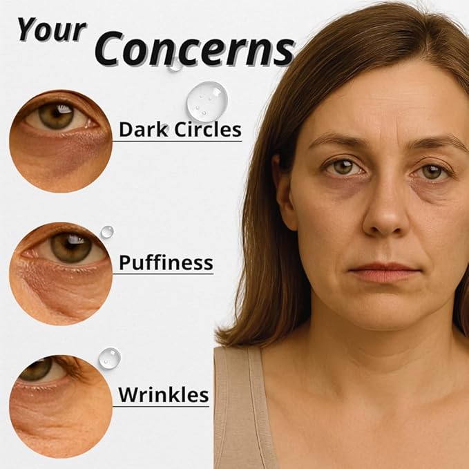 Caffeine + Bakuchiol Eye Serum for Dark Circles, Puffiness Eyes with Argireline & Copper Peptides (GHK-Cu) – Roll-on Under Eye Serum, Anti-Aging Wrinkle Care for Fine Lines– 20ml