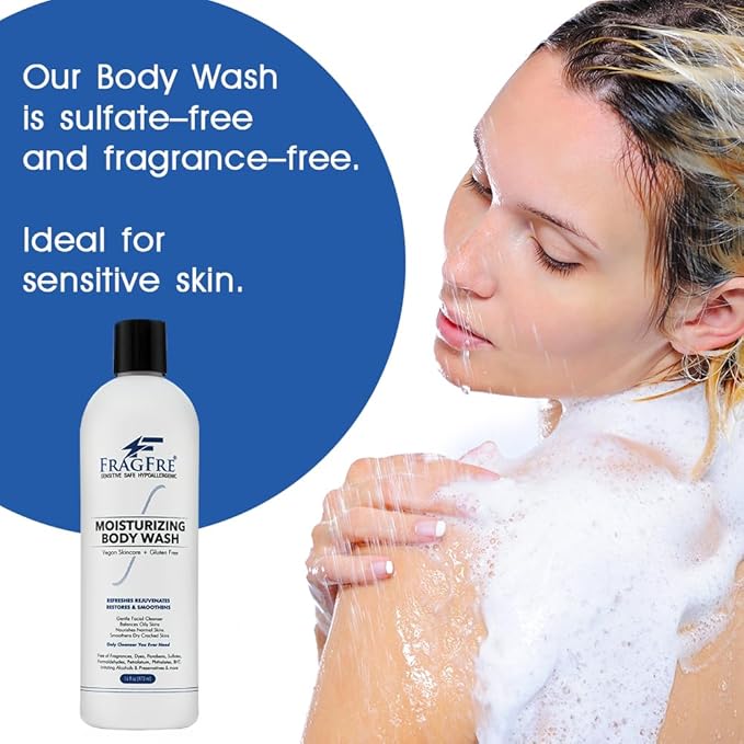 Moisturizing Body Wash 16 oz: Gentle Body and Facial Cleanser - Sulfate-Free and Fragrance-Free - Suitable for Normal, Oily, Dry, and Sensitive Skin Types - Vegan, Gluten-Free, and Cruelty-Free - Unscented and Hypoallergenic (1 Pack 16 oz)