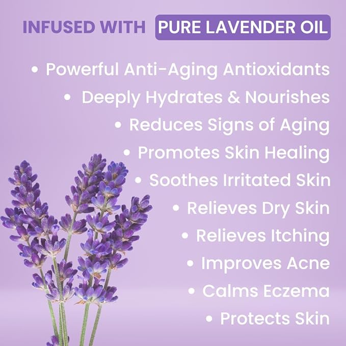 Lavender Body Lotion for Dry Sensitive Skin, Eczema Relief Moisturizer with Aloe Vera, Olive Oil, Ceramides, Vitamin B5 and E, Hand and Body Cream for Women and Men, 8oz
