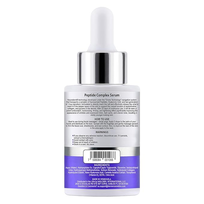 Dernier Peptide Serum for Face 5% - Powerful Multi-Peptide with Hyaluronic Acid Serum Skin Hydrating Brightening Dark Spot Treatment Anti-Aging Reduces Fine Lines & Wrinkles Antioxidant Glow (1 fl oz)