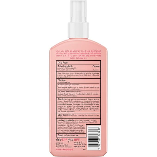 b.tan SPF 15 Deep Tanning Oil Dry Spray | Tropic Like It's Hot - Best, Best Outdoor Bronzing Mist, Moisturizing Grapefruit, Tangerine, Vitamins C, B3, & A, Austrailian Brand, 8 Fl Oz
