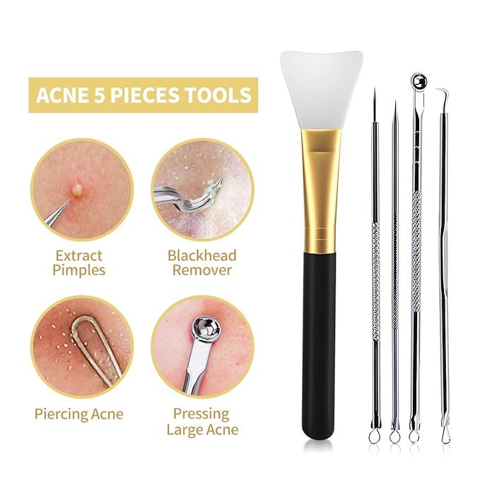 Blackhead Remover Mask, 24K Gold Peel Off Mask, Gold Facial Mask Anti-Aging, Deep Cleansing, Reduces Fine Lines& Wrinkles Great for All Skin, With Blackhead Remover Extractor Tools Kit & Mask Brush