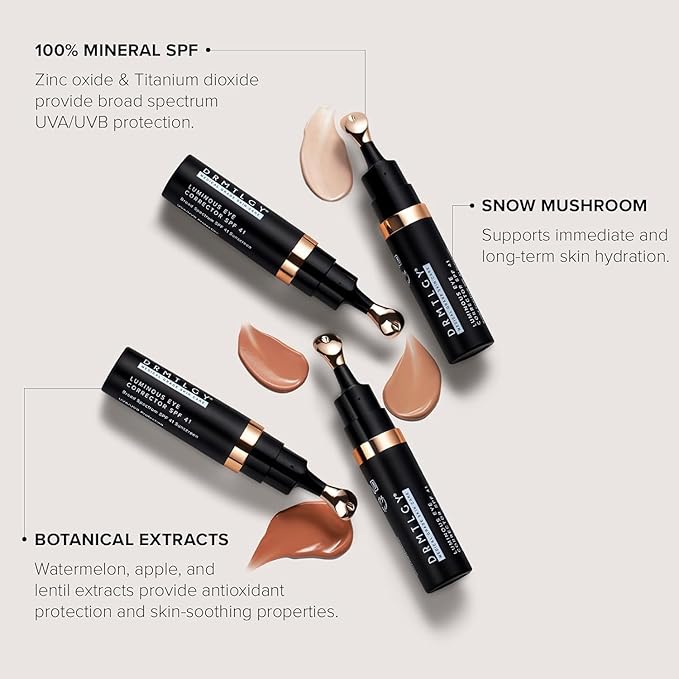 DRMTLGY Luminous Eye Corrector SPF 41, Under Eye Color Corrector for Dark Circles, Anti-Aging Tinted Eye Cream, Hydrating Eye Serum with Peach Undertone, Deep