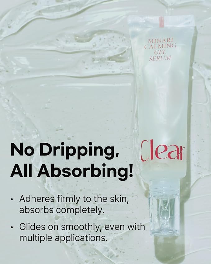 Minari Calming Gel Serum for face – K-Beauty Hydrating & Soothing Face Serum with Korean Water Parsley, Green Tea, Mugwort & Lemon Balm Extracts, 30ml/1.01oz