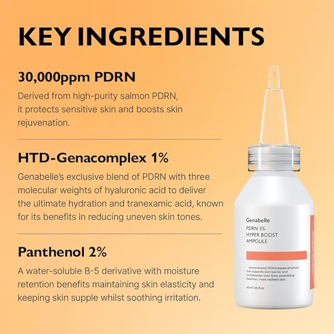 PDRN 3% Hyper Boost Ampoule – Advanced Skin Support Serum with PDRN, Niacinamide, Hyaluronic Acid, Peptides, and Centella for Skin Barrier Support, Dryness, and Uneven Texture