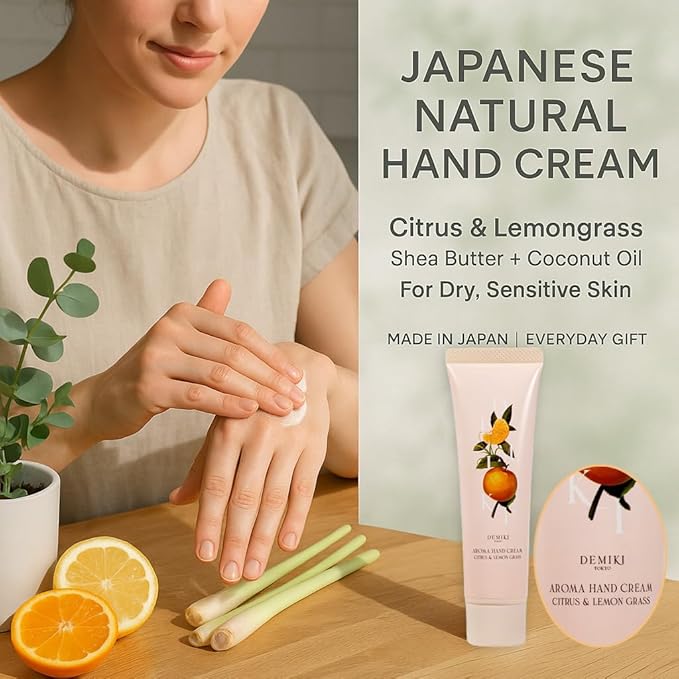 Shea Butter Hand Cream for Dry Cracked Hands | Japanese Skin Care Hand Lotion with Shea Butter, Coconut Oil | Hand Cream for Women | Travel Essentials | Travel Size 50g/1.7fl. oz