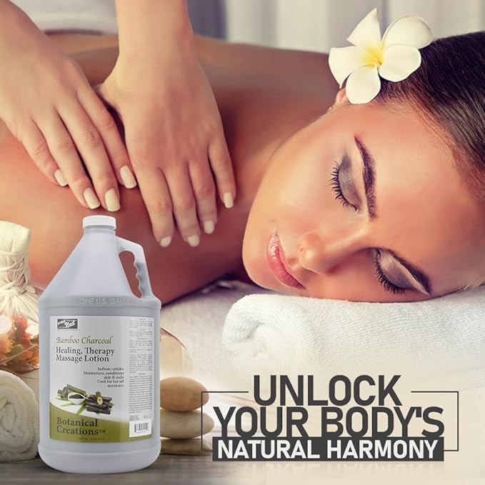 PRO NAIL - Healing Therapy Massage Lotion - Professional Pedicure, Body and Hot Oil Manicure, Infused with Natural Oils, Vitamins, Panthenol and Amino Acids (Bamboo Charcoal, 1 Gallon)