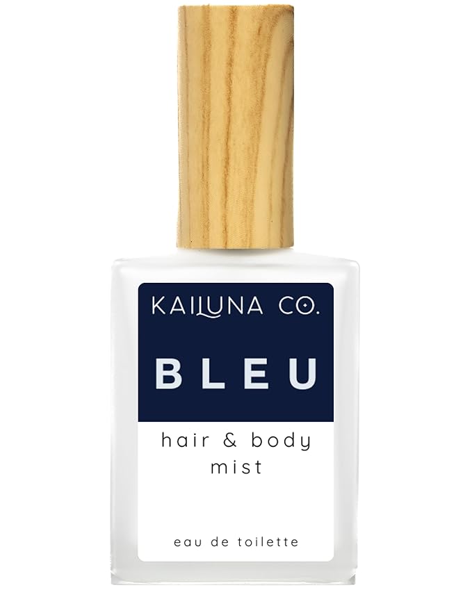 Bleu for Men Natural Hair & Body Mist Spray, Pure Essential and Fragrance Oils, Alcohol-Free, Handmade in California, 0.5Fl Oz