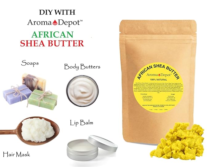 Raw African Black Soap & Shea Butter Ivory / White2 lbs / 32 oz COMBO PACK Cleanser and Moisturizer Set 100% Raw-Pure Unrefined I For all skin types I Can be used for Hair, Body and Face I