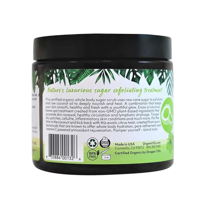 Whole Body Scrub - Infused with Coconut Oil, Exfoliating Sugar Scrub for Smooth and Soft Skin, Exfoliates & Restores Skin's Natural Biosphere, Coconut Lime 20 oz