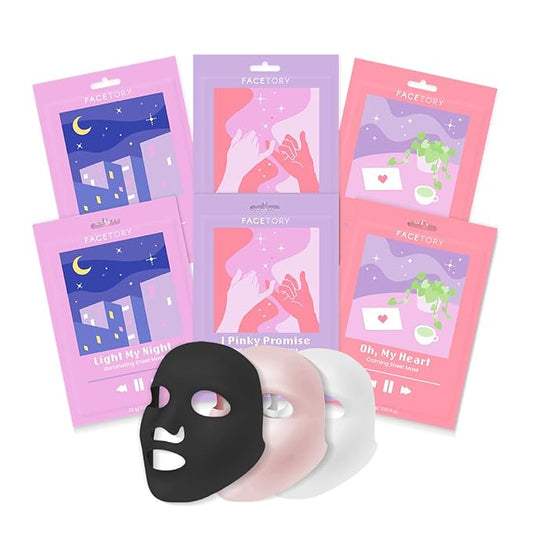 FACETORY Acne Sheet Mask Collection (Pack of 6)- Soothing, Rejuvenating, Illuminating Sheet Mask for Blemishes, Oily Skin Types, Pimples