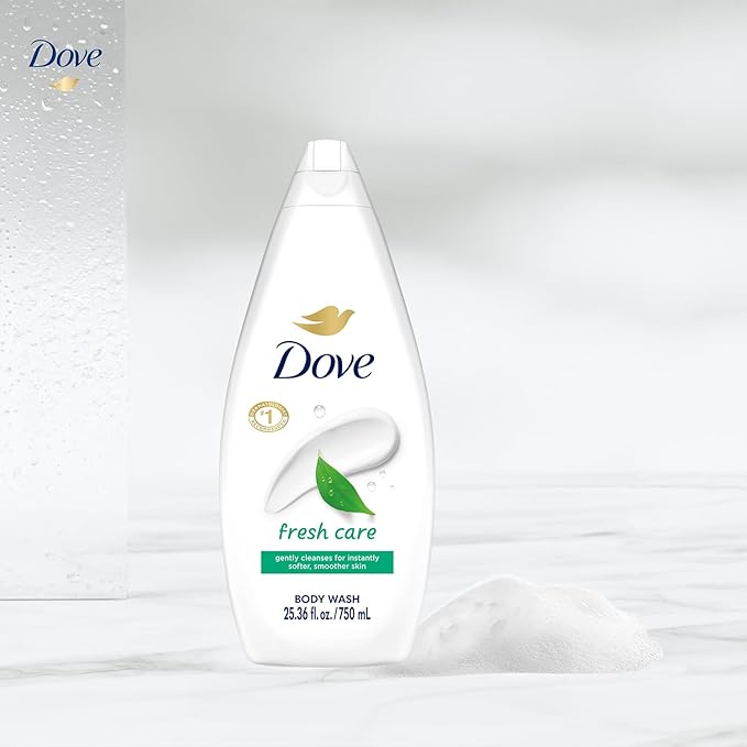 Dove Body Wash, Fresh Care, Value-Size 4-Pack – Soothing Moisturizing Cleanser for Soft Skin, 25.36 Oz Ea