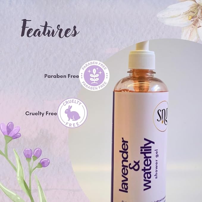 Lavender Body Wash for Women Men 16.9 fl oz – Hydrating Scented Shower Gel with Aloe Vera & Waterlily - Paraben and Cruelty Free
