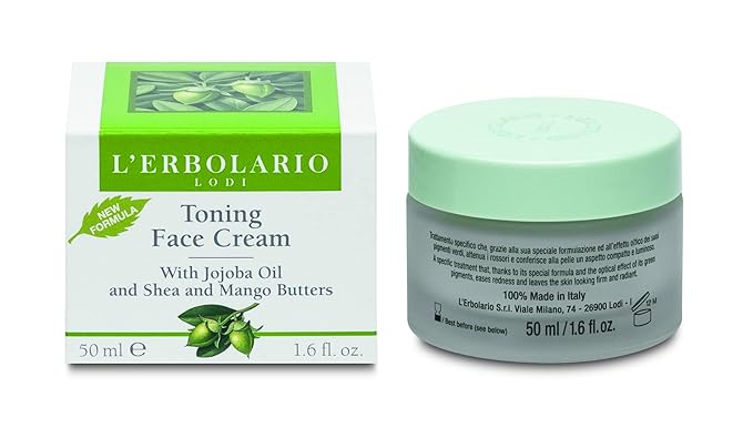 L'Erbolario Toning Face Cream - Face Moisturizer with Jojoba Oil, Shea Butter - Nourishing Day and Night Facial Moisturizer for All Skin Type - 1.6 oz