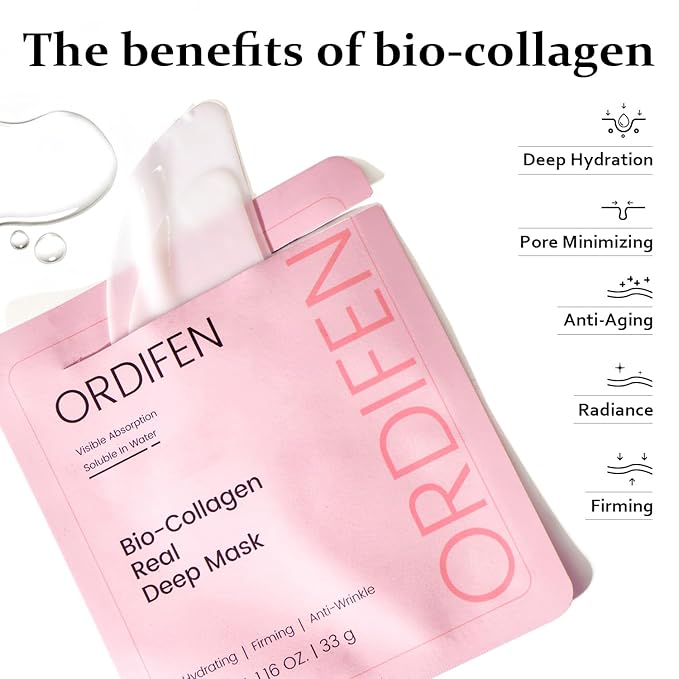 Collagen Night Wrapping Mask, Bio-Collagen Face Masks - Deep Hydrating Overnight Face Mask, Korean Skincare, Facial Treatments & Masks for Women - Firming and Moisturizing, 4-Pack