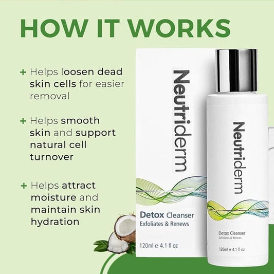 NEUTRIDERM Detox Gentle Exfoliating Face Wash – Glycolic Acid Gel Cleanser for Acne-Prone, Oily & Combination Skin – Deep Cleanser, Pore Refining, Waterproof Makeup Remover – 120ml (4.1 fl oz)