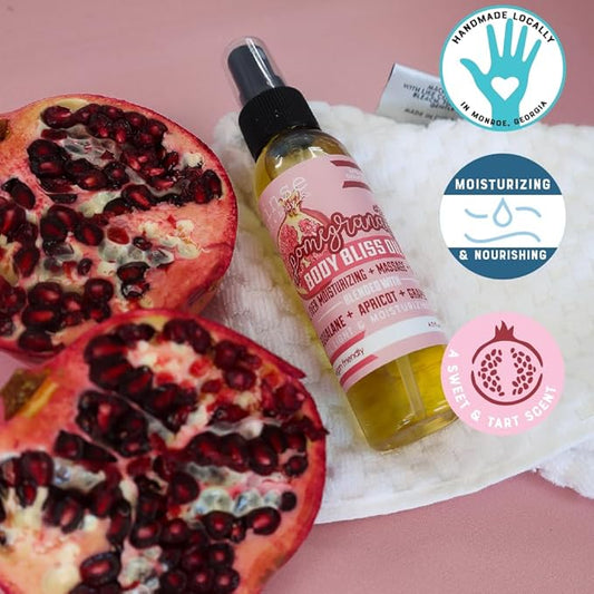 Rinse Bath & Body Pomegranate Body Oil Moisturizer Spray - Natural, Light & Fast Absorbing | Squalane, Grapeseed & Apricot Oil | All Skin Types | Shower & Massage | Vitamin E | Handmade | 4floz