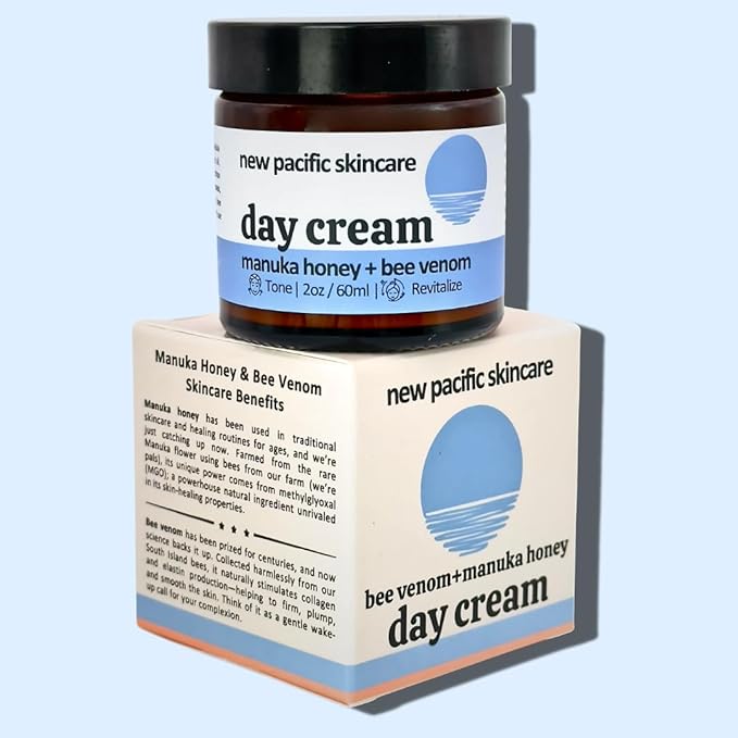 Bee Venom & Manuka Honey Anti-Aging Face Moisturizer | Hydrating, Firming & Collagen Boosting Daily Cream for Men & Women | Natural Manuka Skin Care 2oz