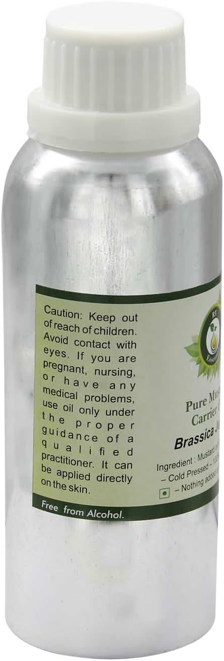 Mustard Oil | Brassica Juncea | Mustard Seed Oil | Unrefined | for Hair Growth | for Skin | for Massage | 100% Pure Natural | Cold Pressed | 300ml | 10oz by R V Essential