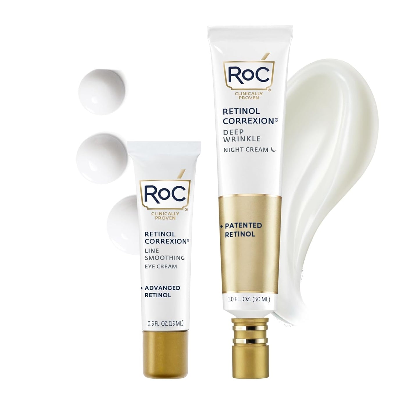 Retinol Correxion Anti-Aging Skincare Duo – Deep Wrinkle Night Face Cream + Under Eye Cream for Dark Circles & Puffiness | Retinol Value Set for Mature Skin (Packaging May Vary)