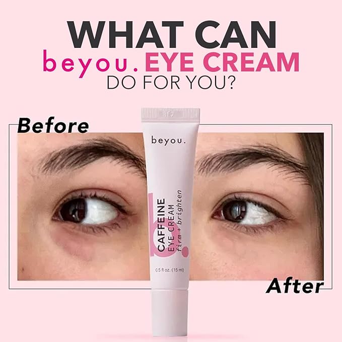 Beyou. Caffeine Eye Cream - K-Beauty Clean Skin Care - Anti-Aging Hydrating Under Eyes Cream with Caffeine and Hyaluronic Acid - Reduces Puffiness, Dark Circles & Fine Lines - Korean Skincare - 0.5 oz