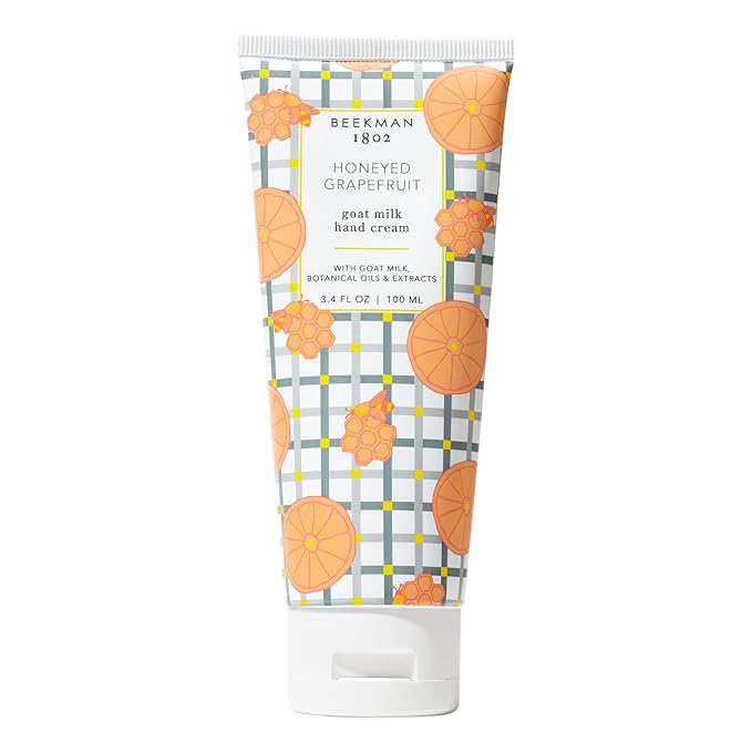 Beekman 1802 Pure Goat Milk Hand Cream, Honeyed Grapefruit - Scented - 3.4 oz - Moisturizing Lotion for Dry Skin - Anti-Aging Hydration - Good for Sensitive Skin - Cruelty Free