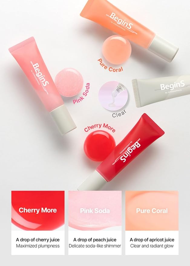 Lip Care Oil Clear 0.34 Fl Oz, Vegan Moisturizing Lip Oil with Jelly Massager for Dry Lips, 24H Hydration, Cooling & Exfoliating Lip Treatment, Korean Lip Mask Oil, BeginS