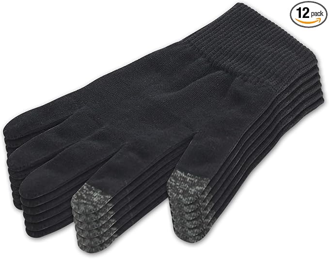 Donfri 6 Pairs Cotton Moisturizing Gloves Men Touchscreen Fingers for Eczema Dry Hands Hand Care Overnight Moisturizing (Medium-Black)