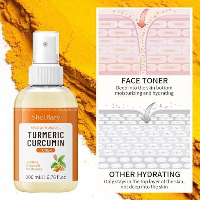 Turmeric Toner Spray Calming Hydrating Soothing Oil Control Moisturizing Face Mist (2)